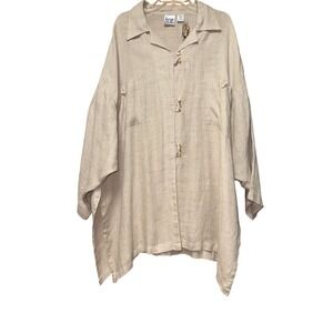 Jacque & Koko Women's 26-28 Linen Tunic Boho Minimalist Coastal Lagenlook Beachy